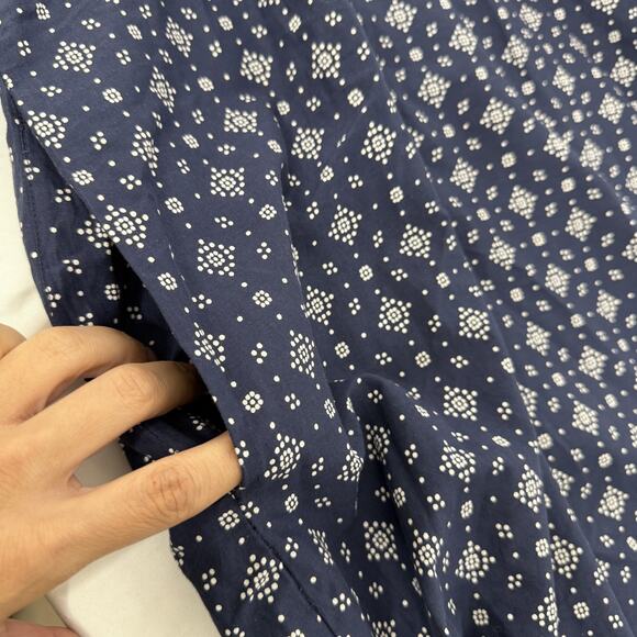 Toast Dress Womens XL Blue White Kaftan Floral Print Cotton Boho India Pockets - Picture 8 of 9